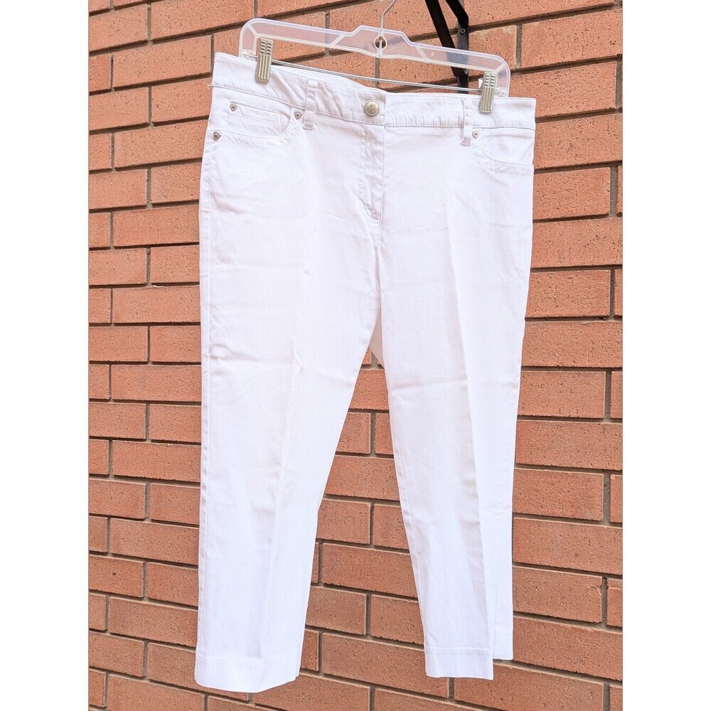Zac & Rachel Women's (12) White Cropped Capris Jeans w/ Silver Accents